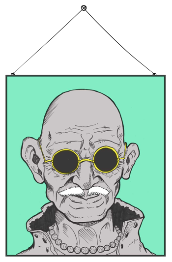 Portrait illustré d’un homme chauve aux lunettes rondes