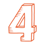Chiffre 4 orange stylisé sur fond noir
