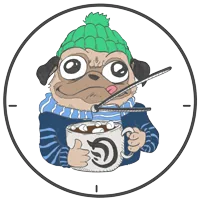 Dessin : le carlin à l'horloge