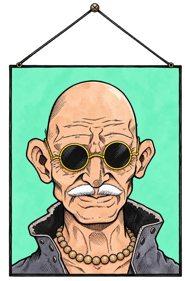 Illustration d’un homme chauve à lunettes rondes